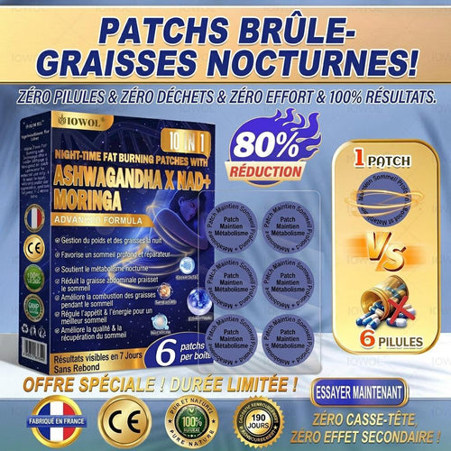 🔥 Vous voulez des résultats plus rapides ? Ajoutez cette offre à -80 % pour accélérer vos progrès. PATCHS BRÛLE-GRAISSE NOCTURNES IOWOL ® ! ZÉRO COMPRIMÉ, ZÉRO DÉCHET, ZÉRO EFFORT et 100 % DE RÉSULTATS.