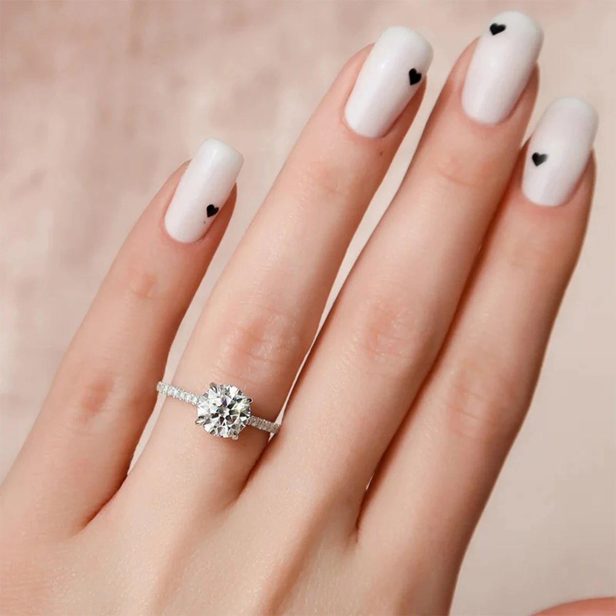 1Pc Luxury 925 Sterling Silver 2ct Moissanite Ring,Ladies' Fashion Boutique Ring Gift