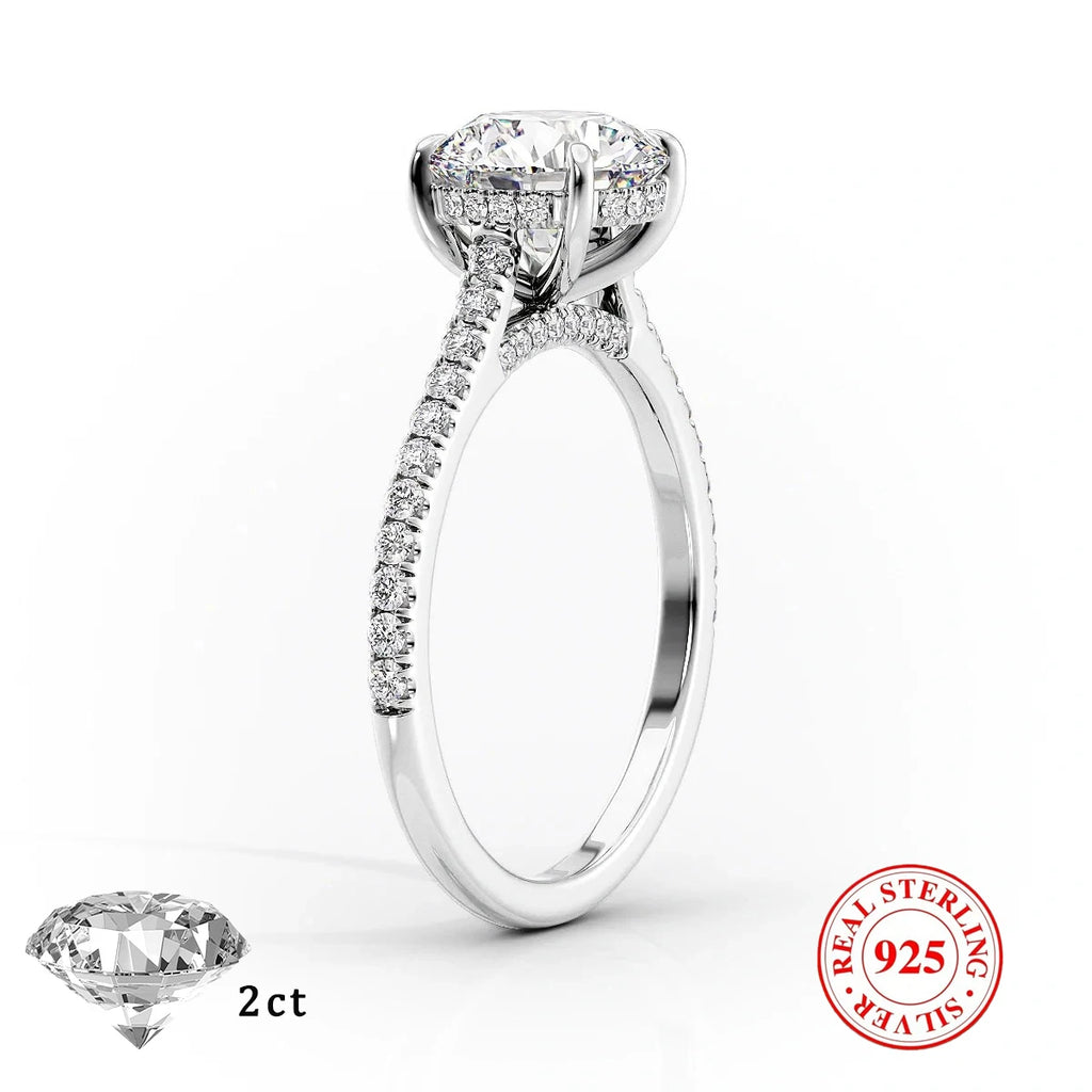 1Pc Luxury 925 Sterling Silver 2ct Moissanite Ring,Ladies' Fashion Boutique Ring Gift