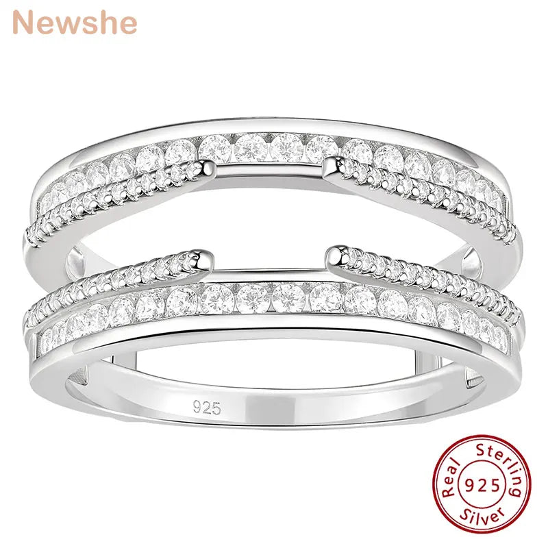 Newshe 925 Sterling Silver Enhancer Rings for Women Luxury Wedding Band Engagement Ring High Grade Cubic Zircon Jewelry