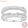 Newshe 925 Sterling Silver Enhancer Rings for Women Luxury Wedding Band Engagement Ring High Grade Cubic Zircon Jewelry