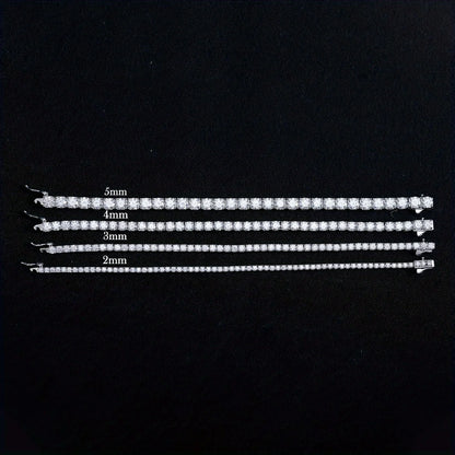 S925 Sterling Silvery Tennis Bracelet 2/ 3/ 4/ 5mm Moissanite Fine Jewelry Hypoallergenic 6.69-8.66inch Length