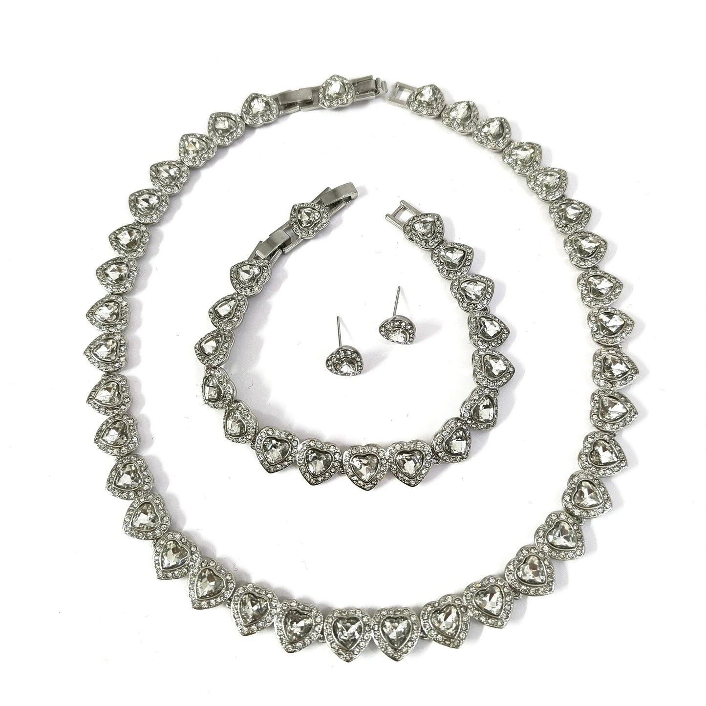 Hot Sale Good Brand Silver Color Tennis Heart-shaped sw Necklace Women's Romantic Luxury Jewelry Gifts Set