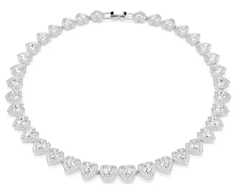 Hot Sale Good Brand Silver Color Tennis Heart-shaped sw Necklace Women's Romantic Luxury Jewelry Gifts Set