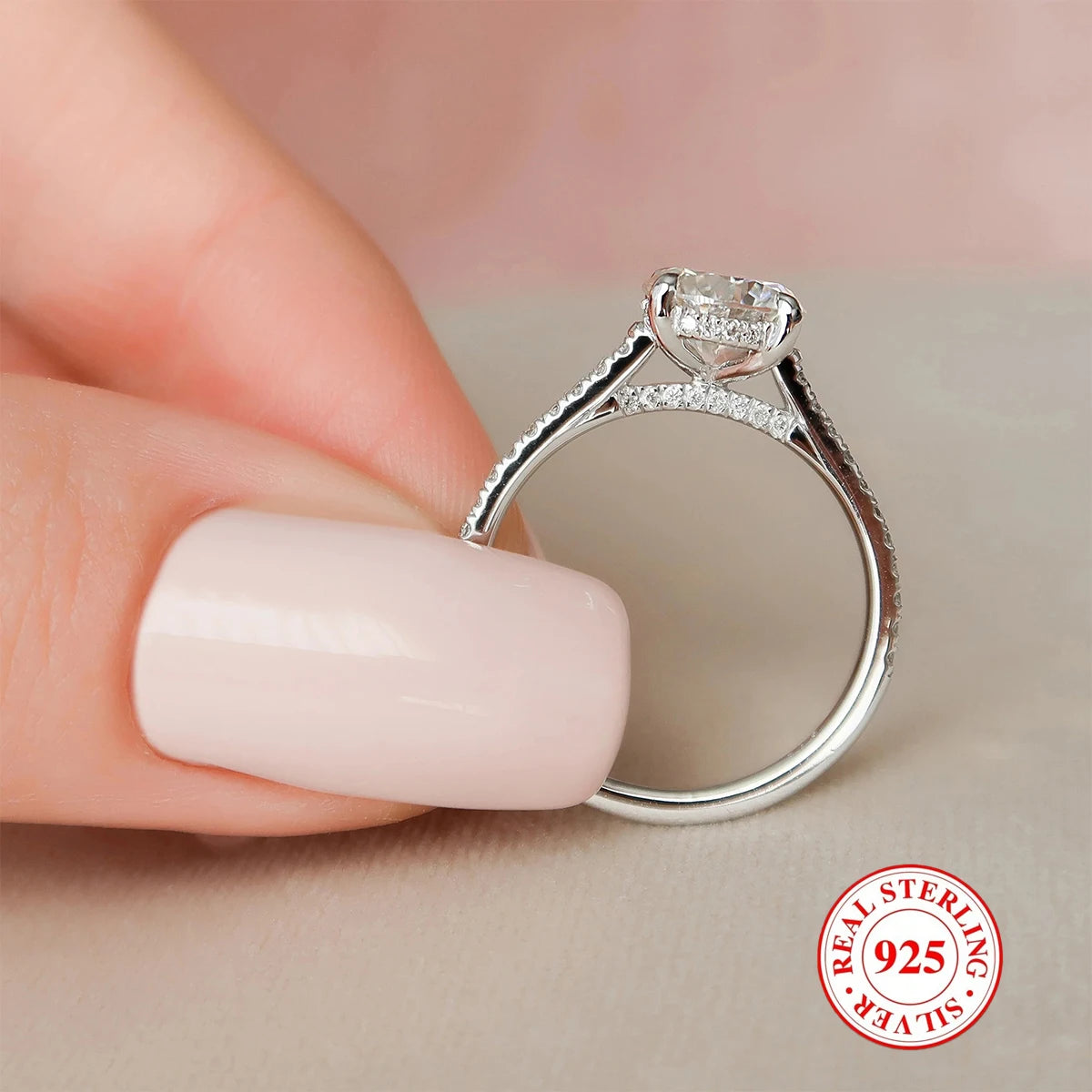 1Pc Luxury 925 Sterling Silver 2ct Moissanite Ring,Ladies' Fashion Boutique Ring Gift