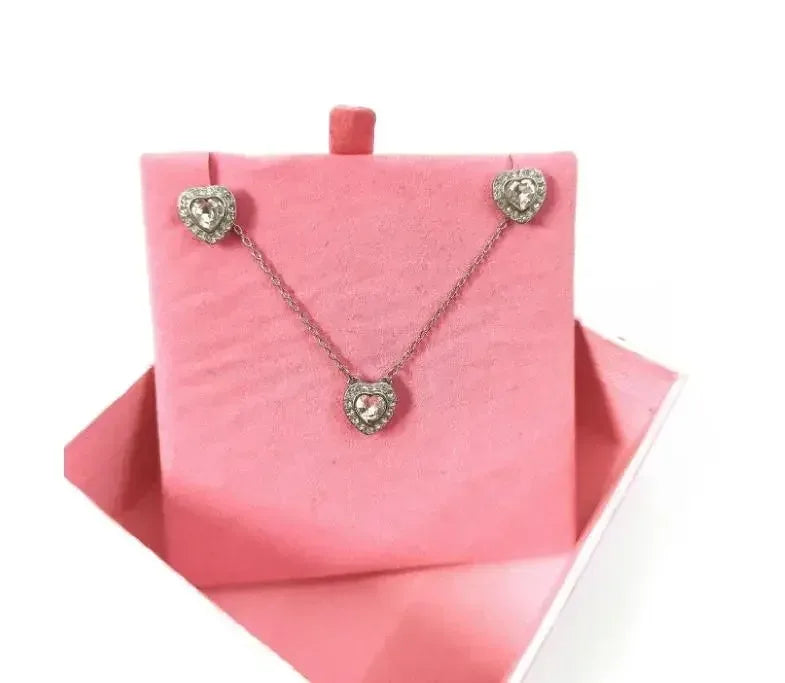 Hot Sale Good Brand Silver Color Tennis Heart-shaped sw Necklace Women's Romantic Luxury Jewelry Gifts Set