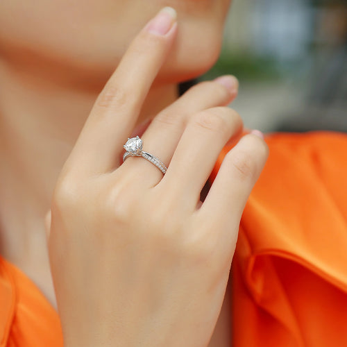 1pc 1ct 2ct 3ct Moissanite Ring 925 Sterling Silver 18K Gold Plated Elegant Gift Jewelry for Women Comes with GRA Certificate